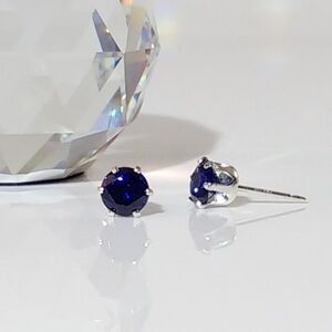 Genuine Blue Sapphire 5mm Earrings